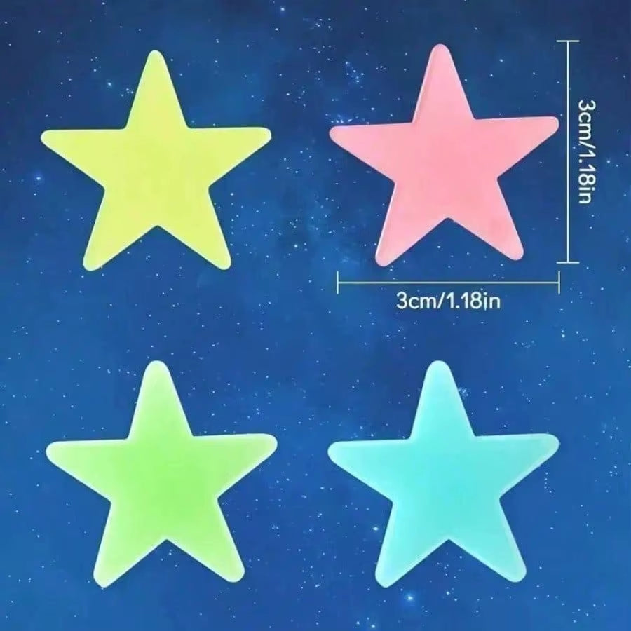 100 Piece Luminous Star Wall Sticker, Suitable for Bedroom, Ceiling, and Wall Decoration, Creating an Exclusive Starry Sky Wall
