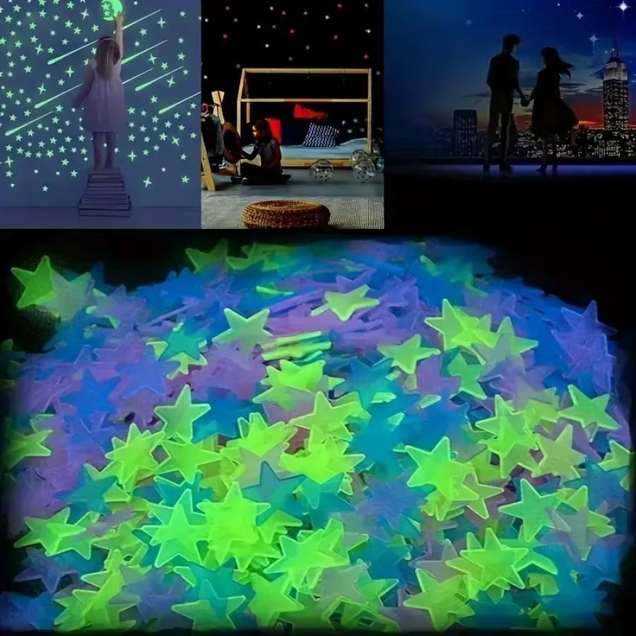 100 Piece Luminous Star Wall Sticker, Suitable for Bedroom, Ceiling, and Wall Decoration, Creating an Exclusive Starry Sky Wall
