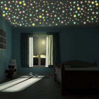100 Piece Luminous Star Wall Sticker, Suitable for Bedroom, Ceiling, and Wall Decoration, Creating an Exclusive Starry Sky Wall