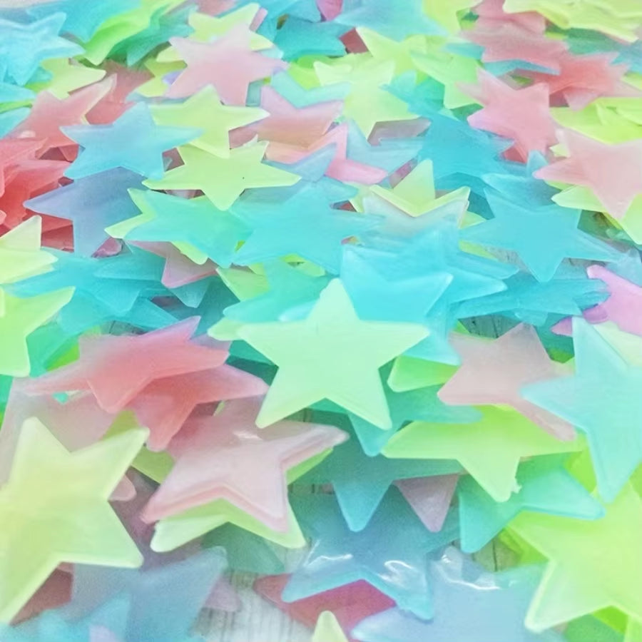 100 Piece Luminous Star Wall Sticker, Suitable for Bedroom, Ceiling, and Wall Decoration, Creating an Exclusive Starry Sky Wall