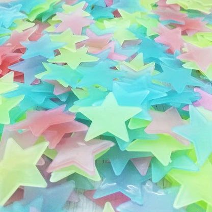 100 Piece Luminous Star Wall Sticker, Suitable for Bedroom, Ceiling, and Wall Decoration, Creating an Exclusive Starry Sky Wall