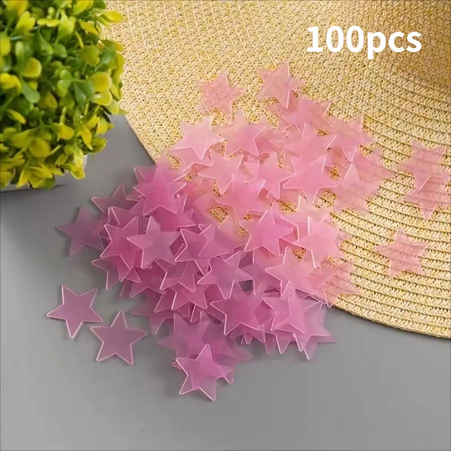 100 Piece Luminous Star Wall Sticker, Suitable for Bedroom, Ceiling, and Wall Decoration, Creating an Exclusive Starry Sky Wall