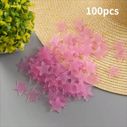 100 Piece Luminous Star Wall Sticker, Suitable for Bedroom, Ceiling, and Wall Decoration, Creating an Exclusive Starry Sky Wall