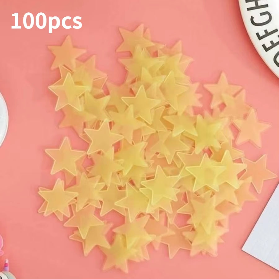 100 Piece Luminous Star Wall Sticker, Suitable for Bedroom, Ceiling, and Wall Decoration, Creating an Exclusive Starry Sky Wall